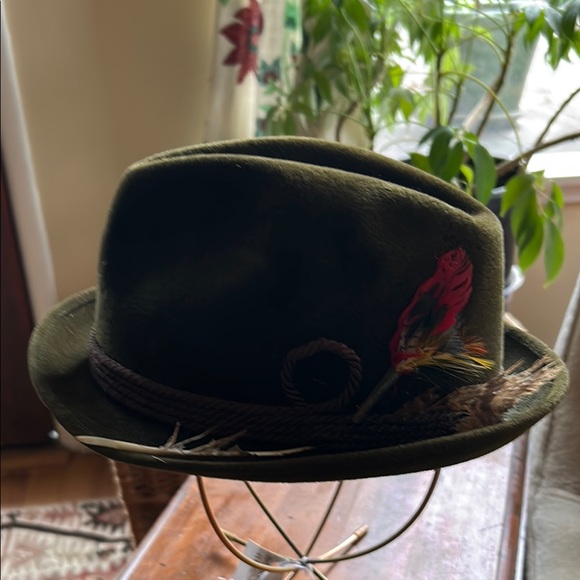 VTG Mallory Quality Fifth Ave NY Green Wool Felt Fedora Classic